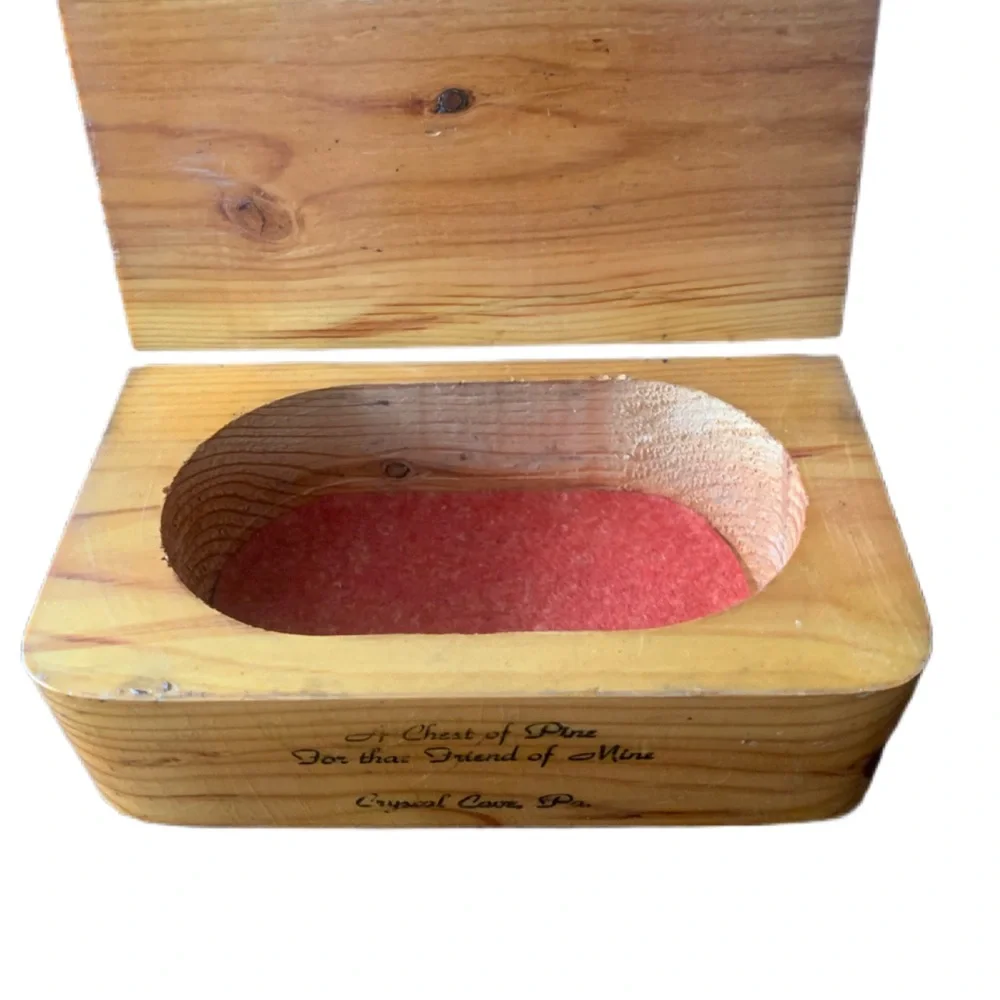 Vintage Crystal Cave PA A Chest of Pine for A Friend of Mine Souvenir Box Style